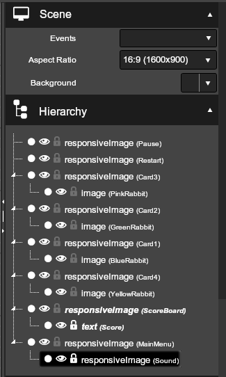 Hierarchy UI elements editor