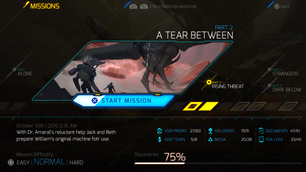 interface mission selection screen