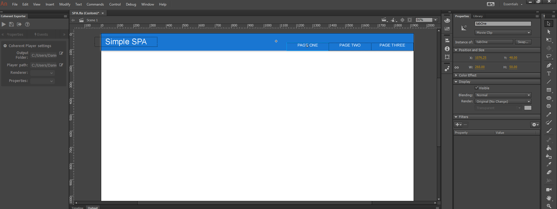 SPA tutorial navigation adobe animate